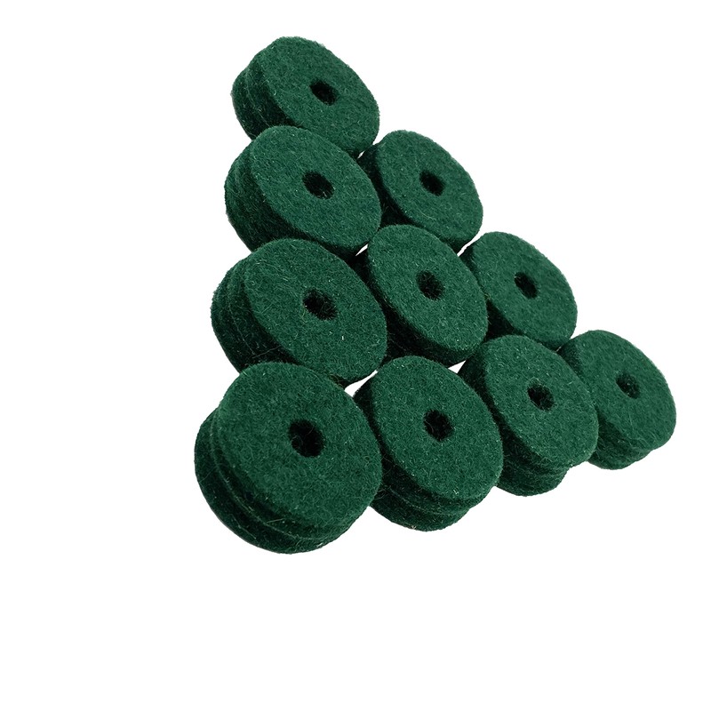Ahead Green Wool Cymbal Felts 10 Pack 1.5 X 0.5"