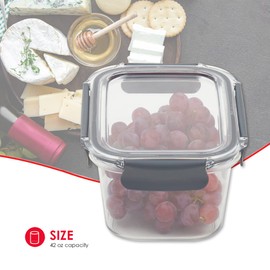 Home Basics Airtight Food Container | Powerful Air Tight Locking System | Rounded Corner | Sturdy Plastic and Silicone | Great for Liquids | Great for Lunches and Leftovers | (42 oz)