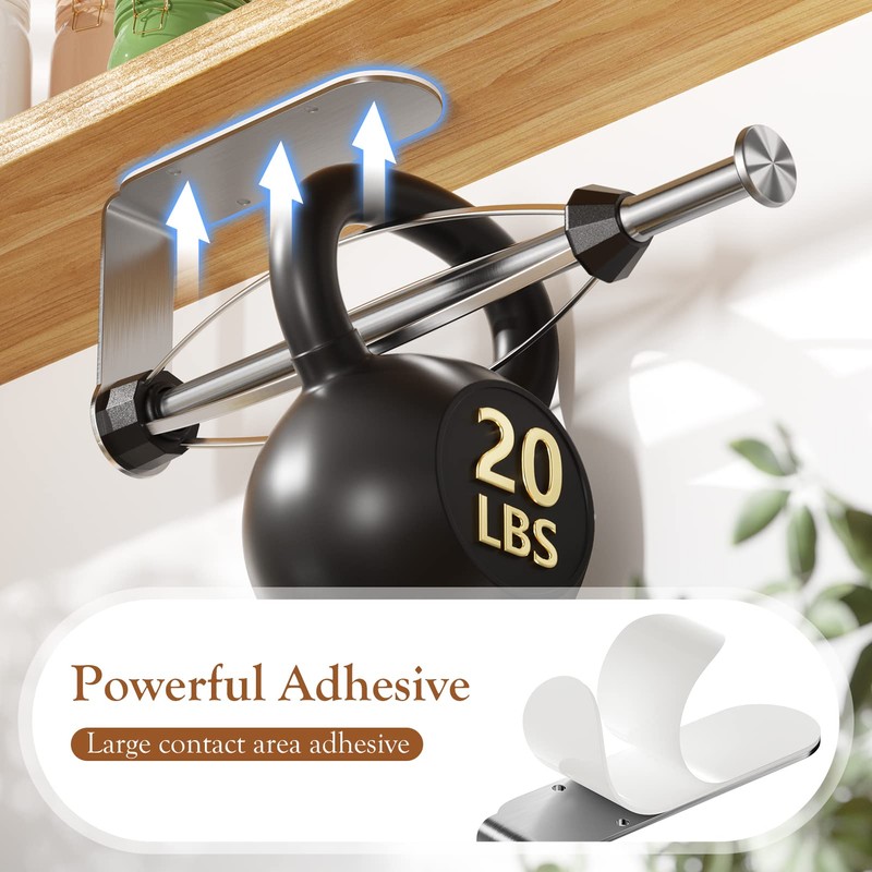Paper Towel Holder Under Cabinet + Towel Robe Hooks, Single