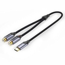 Watio Wave Konverter, USB-C/M auf 2 x RCA/h, Standardanschluss, grau, ideal für Audio- und Videoübertragungen, kompakt und langlebig