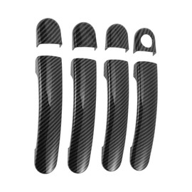 A ABSOPRO Door Handle Cover Trim Side Door Handle Cover for Skoda YETI 2009-2017 ABS Carbon Fiber Black 1 Set with Hole