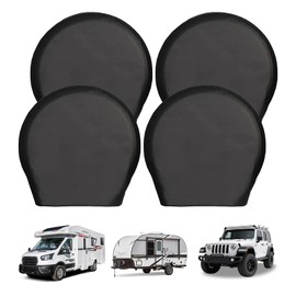 Tire Covers 4 Pack Waterproof and Anti-UV Snow Sun Rain Tire Covers for RV Truck SUV Trailer Camper Fit for Tire Diameters Black 420D Oxford Fabric 30 to 32 Inches