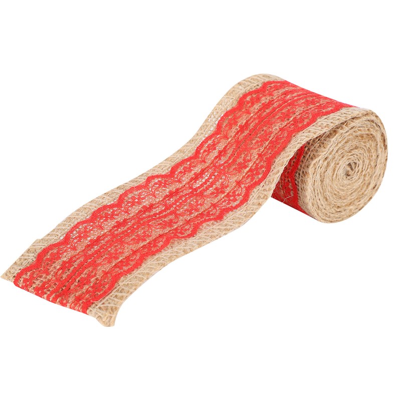 5Pcs Burlap Ribbon Lace Linen Roll Jute Belt DIY Hand