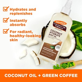 Palmer's Coconut Oil Formula Body Oil - Aceite Corporal Hidratante Coco con Extracto de Café Verde, Absorción Instantánea, Aceite para Baño, Cuerpo y Ducha, 150ml