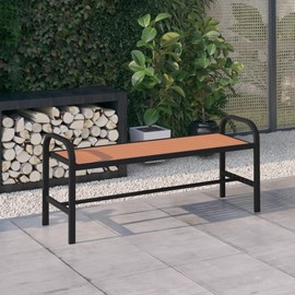 Patio Bench,Curb Benches, Garden Benches for Garden, Porch, Park, Front Door, Balcony, Outdoor, Lawn, Patio, Entrance Terrace Seating 49" Steel and Wpc Brown and Black