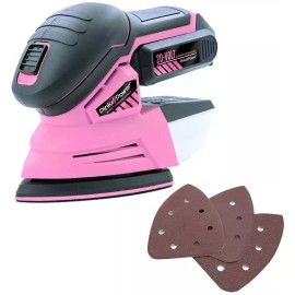 Pink Power 20V Cordless Handheld Wood Detail Sander w/ Battery & Charger