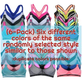 ToBeInStyle Women's Pack of 6 Random Assorted Print Sports Bras - Assorted Colors - Size 38D
