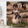 Funny Squirrel Warrior Theme Bathroom Bathtubs Fabric Shower Curtains Helicopter