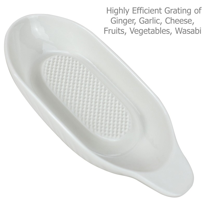 EIKS Ceramic Ginger Grater Plate with Scraper for Grinding Wasabi