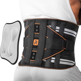 Rakiie Lower Back Brace for Women, Stylish Back Belt Support for Men with 8 Stays and 3200 Uses Velcro, Soft Lumbar Support with Full Protection, Orange Size XXL (Waist: 51.2"-62.9")