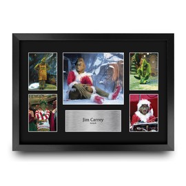 HWC Trading Jim Carrey The Grinch Gifts Printed Signed Autograph Picture Display for Movie Memorabilia Fans - A3 Framed