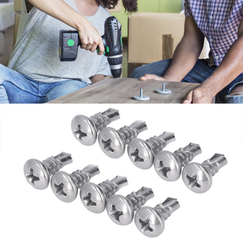 200Pcs Self Drilling Screw Stainless Steel Round Head M4.8x13 Fastener