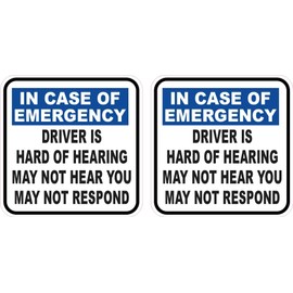 StickerTalk Driver is Hard of Hearing Vinyl Stickers, 1 Sheet of 2 Stickers, 3 inches by 3 inches Each