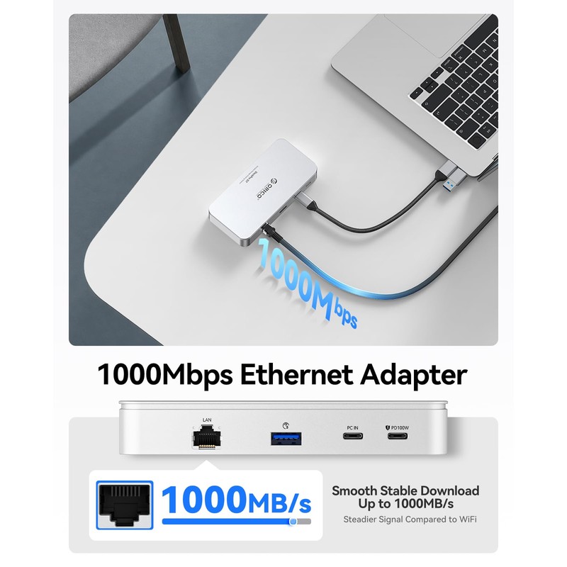 9-in-1 10Gbps USB C Hub with NVMe SSD Enclosure, Aluminum