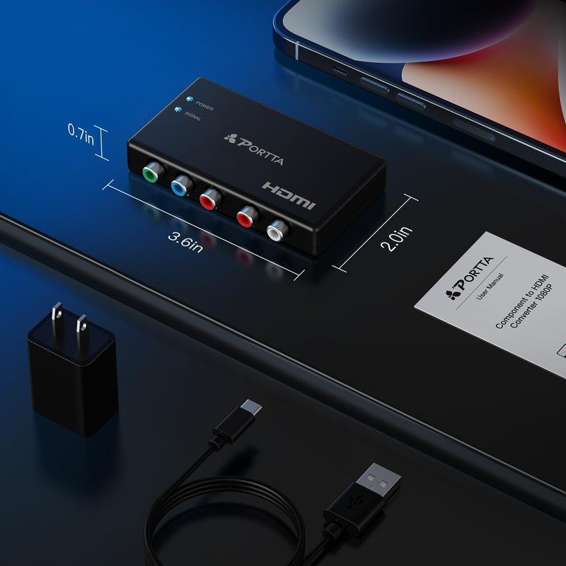 Portta アナログ コンポーネント RGB 入力 to HDMI出力 変換 コンバーター