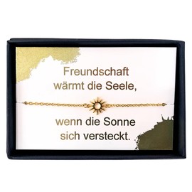 NataschaWoge® Gift Minimalist Sun Best Friend Bracelet Friendship Bracelet Friendship Gold Silver Spiritual Jewellery Sun Hollow Birthday Bracelet Gift Idea, Metal