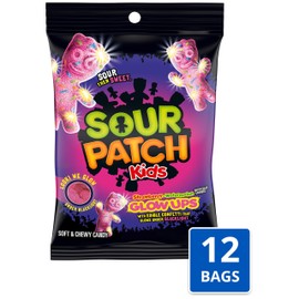 SOUR PATCH KIDS Glow Ups Strawberry-Watermelon Soft & Chewy Candy, 12-6.7 oz Bags