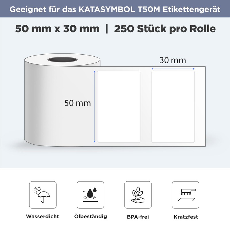SUPVAN Katasymbol T50M Pro Label Tape Paper, Waterproof Labels for