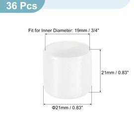 sourcing map 36Pcs Chair Leg Caps, 19mm (3/4 Inch) Non-Marking PVC Chair Leg Tips Non-Slip Chair Leg Floor Protectors Round Table Covers End Caps for Furniture, White