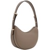Small Crescent Smooth PU Leather Armpit Shoulder Bag (Stone)