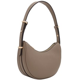 Small Crescent Smooth PU Leather Armpit Shoulder Bag (Stone)