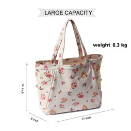 ESVAN Corduroy Yoga Tote Bag Gifts for Women Drawstring Everyday Valentines Gifts for Office Workout Travel Carryall Pilates Gym and Vacation