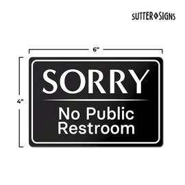 No Public Restroom Sign 4" x 6" | Durable Plastic No Public Restroom Sign with Peel and Stick Adhesive Backing for Businesses