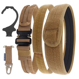 Gwild Concepts Copncepts Tactical MOLLE Belt, 5-in-1 Quick Release Rigger Battle Belt Heavy Duty Belt with Belt Hanger, Anti-Slip Pad, Gloves Hook, Coyote Brown