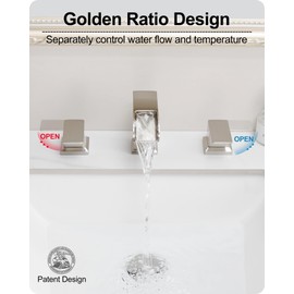 HOIGY Bathroom Waterfall Faucet, Brass 4-16 Inch Brushed Nickel Faucet Bathroom Widespread 2 Handles Bathroom Sink Faucets 3 Hole with Hoses & Drain