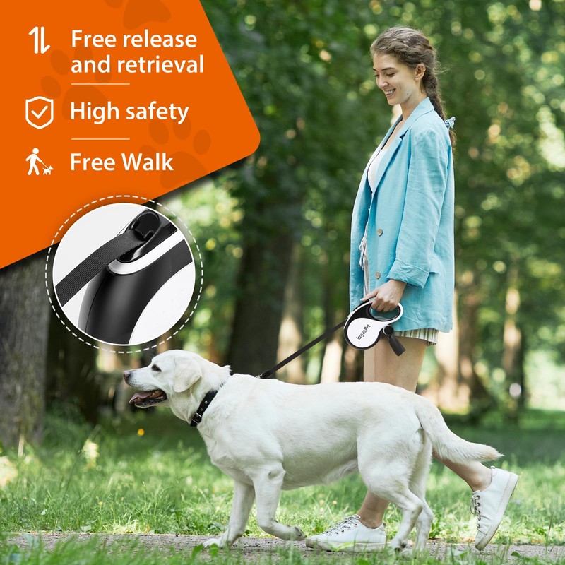 Upgraded Retractable Dog Leash with Chew Proof Extender, Pet Walking