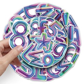Letter Number Stickers 50 Pack Laptop Stickers,Alphabet Number Vinyl Waterproof Decals for Water Bottles Skateboard Scrapbook Bike Computer,Phone,-Graffiti Decals Pack for Teens Girls Kids