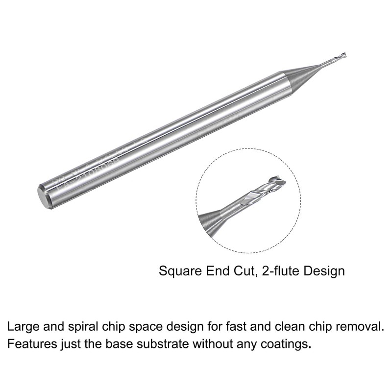 sourcing map Square Nose End Mill, 0.8mm Solid Carbide Long