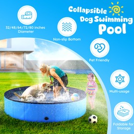 Niubya Foldable Swimming Pool, Collapsible Pet Bathtub, Hard Plastic Bath Pool for Dogs and Cats, 97 x 16 Inches