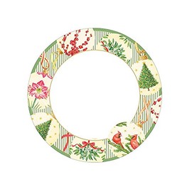 Caspari Christmas and Holiday Botanical Ornaments Paper Salad & Dessert Plates - 8 Per Package