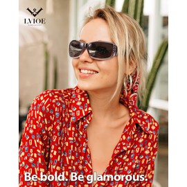 LVIOE Women's Polarised Sunglasses Large Sunglasses with UV400 Protection Category 3, brown