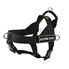 Dean & Tyler DT Universal No Pull Dog Harness with Autism Dog Velcro Patches, Fits Girth Size 33-Inch-45-Inch, Black