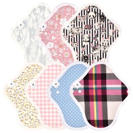 Panty Liner NO 3 Organic Cotton, 7 Piece Set, v15 gm, Basic Familiar Dot, Gingham, Etc
