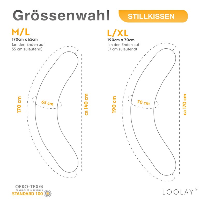 LOOLAY Pregnancy Pillow, Nursing Pillow 190 cm, Side Sleeper Pillow,
