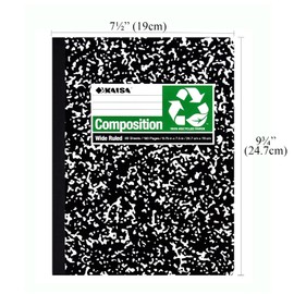KAISA Composition Notebook Wide Rule, 9.75"X7.5" Recycled Paper Composition Notepads Black Marbel Composition Book, 80 Sheets 4 Pads, C08001W