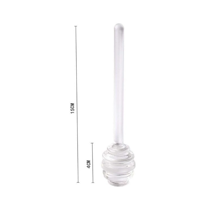 2Pcs Transparent 6" Glass Honey Dipper Sticks Stirring Sticks Server