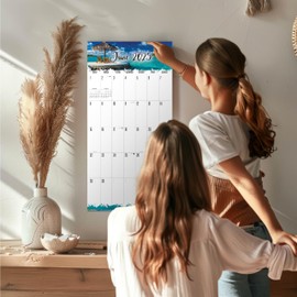 2024 2025 LARGE GRID Wall Calendar Tropical Beaches - Large Print Big Grid Wall Calendar- 12 x 24 Open - Thick No-Bleed Paper - Giftable - Teacher's Planner Calendar Organizing Calendar - Made USA