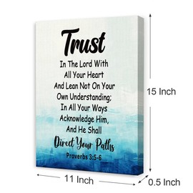 Proverbs 3:5-6 Trust in the Lord with All Your Heart Wall Art,Christian Inspirational Wall Decor,Bible Verse Scripture Canvas Wall Art for Home Room Office Church