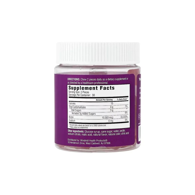 Biotina Rejuvicare 60 Gomitas 10,000mcg Cabello Piel