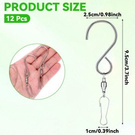 JJUNW 12Pcs Wind Spinner Swivel Hooks 360 Degree Dual Windsock Chime Supplies Hanger Swivels Clip Hanging Hooks for Wind Spinners Supply Chimes Hanging Plants Planters Baskets Birdbaths