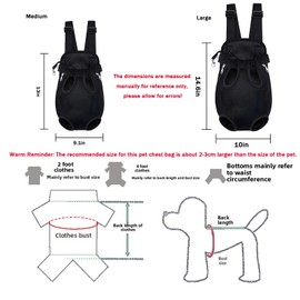 Pet Carrier Backpack,Adjustable Neck Circumference and Front Carriers,Widened Shoulder Strap,Adapt to Different Body Types and Carrying Needs,Suitable for pet to Travel with(Black, Medium（Fit:5-10lb）)