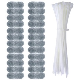 24 Pieces Lint Traps Washing Machine Stainless Steel Lint Snare Traps Laundry Mesh Washer Hose Filter with 24 Pcs Cable Ties