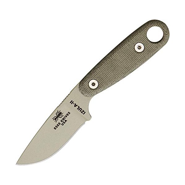 ESEE Knives Izula-II Fixed Blade Knife, w/Micarta Handle, Molded Sheath, Clip Plate