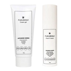 FUKUBISUI Cream Gel, 5.3 oz (150 g) + Power G Serum, 1.0 fl oz (30 ml), Mugwort, Birch, Moisturizing, All-in-One Gel, Sensitive Skin, Dry Skin, Fukubimizu Fukubijin