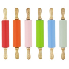 Kasteco 6 Pack Mini Small Rolling Pin for Kids, Kids Rolling Pin Wooden Handle (12 Inch)