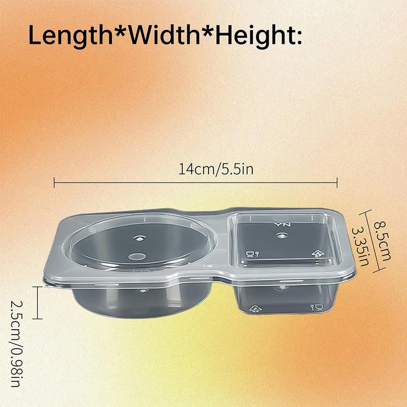 5Pcs Double Compartment Condiment Containers with Lids,Portable Reusable Sauce Container,